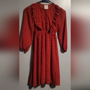 Hayden Girls Red Ruched Ruffled Dress